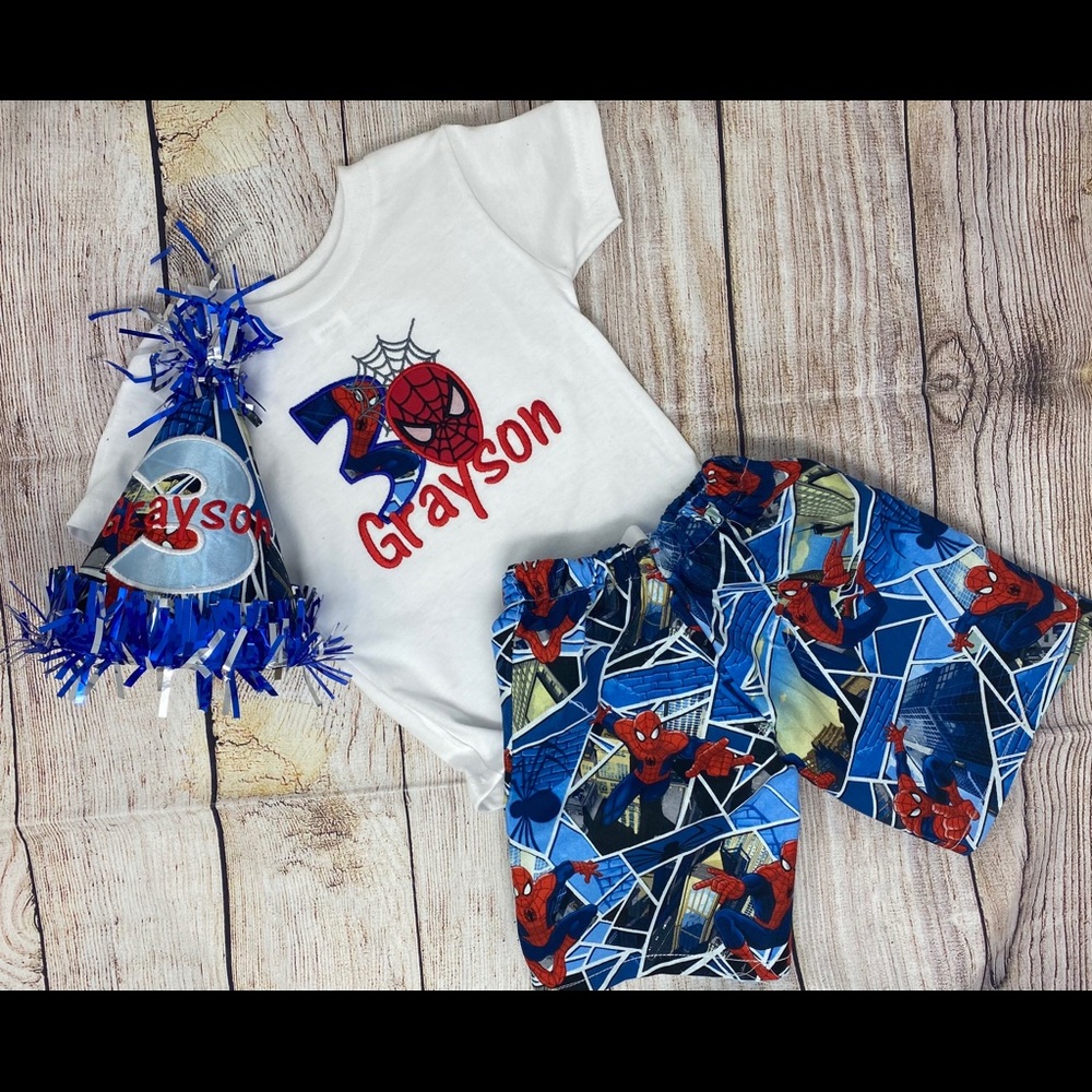 Spider-Man Birthday outfit with party hat